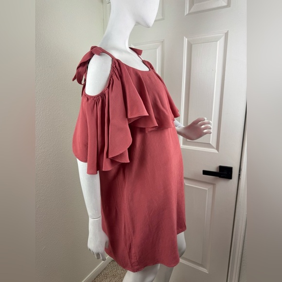MISA Los Angeles Emil Off Cold Shoulder Coral Mini Dress Size Medium.  #102 - Picture 6 of 13